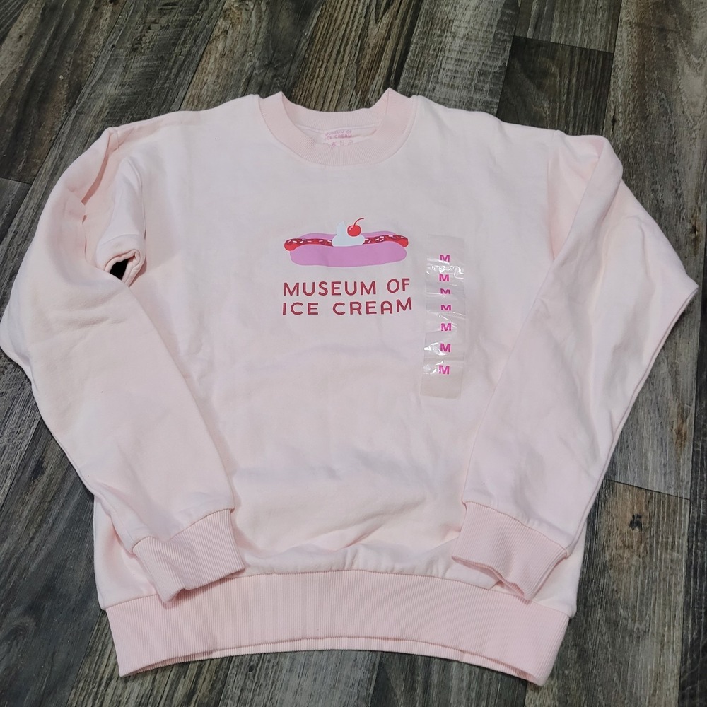 Museum of Ice Cream Sweatshirt Adult Medium Pink Hot Dog Ice Cream Spell Out